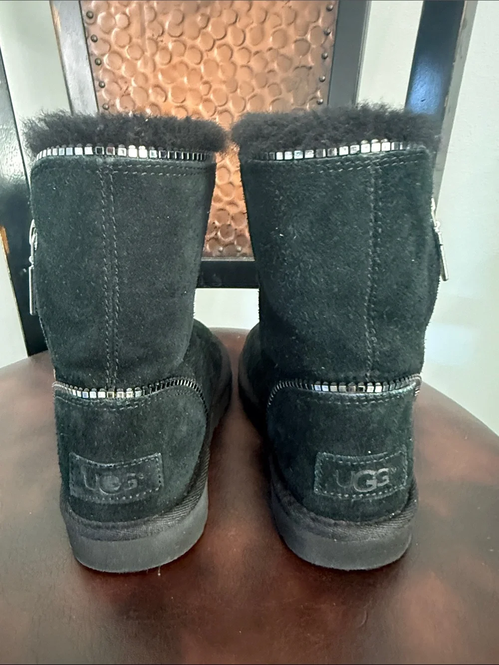 Kids Black Faux-Fur Lined Winter Boots